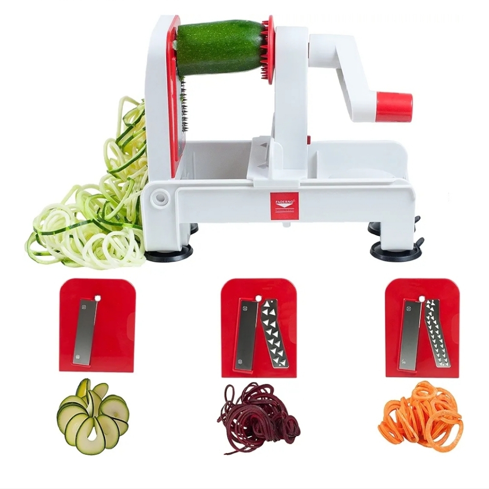 Paderno World Cuisine 3-Blade Folding Vegetable Slicer / Spiralizer Pro, Counter